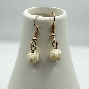Gold and Cream Dangle Earrings